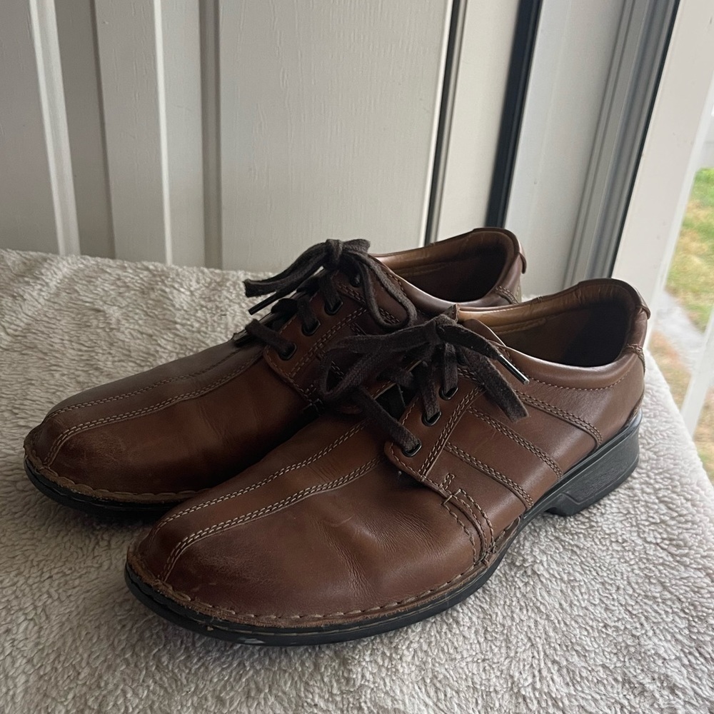 Clarks ultimate comfort brown lace up leather loafer shoe